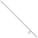 14K White Gold Engravable Solid Dangle Heart Charm and Hollow Chain view