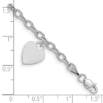 14K White Gold Engravable Solid Dangle Heart Charm and Hollow Chain view