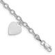 14K White Gold Engravable Solid Dangle Heart Charm and Hollow Chain