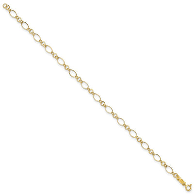 14K Polished Fancy Oval and Round Link, 18 x 3mm