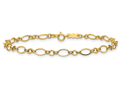 14k Polished Fancy Oval and Round Link, 7.25 x 3mm