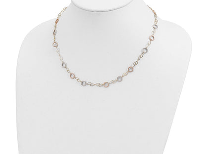 14k Tri-color Polished and Textured Round Circles and Ovals Bracelet