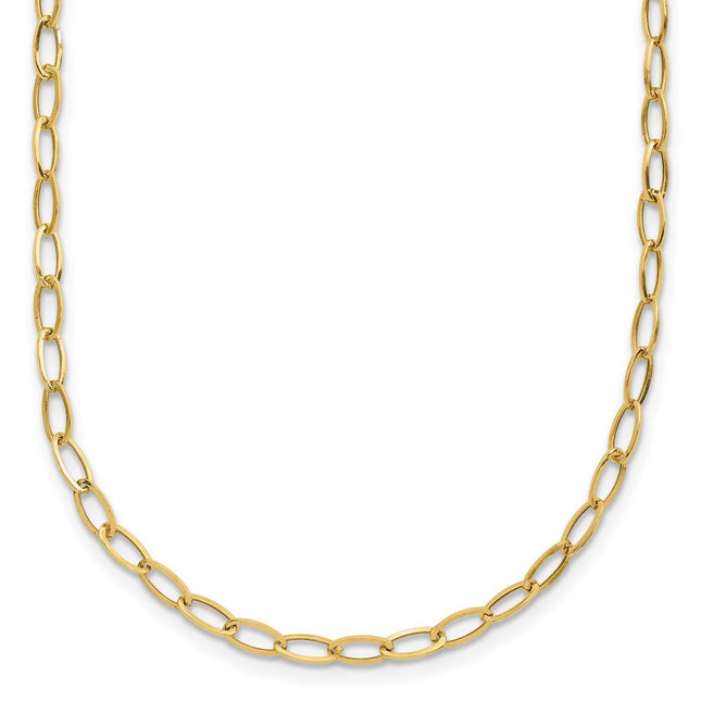 14k Polished Fancy Oval Link Necklace, 18 x 2.5mm