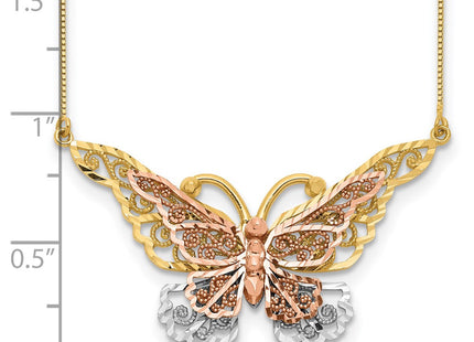 14K yellow gold butterfly necklace, another view