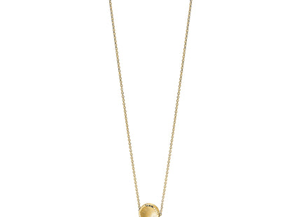 14k Brushed and Polished Diamond-cut Circle Pendant Necklace