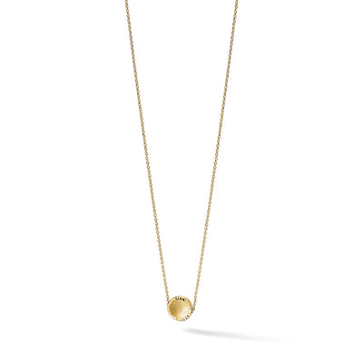 14K Brushed and Polished Diamond-cut Circle Pendant Necklace
