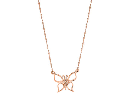 14k Rose Gold Polished Open Butterfly Necklace
