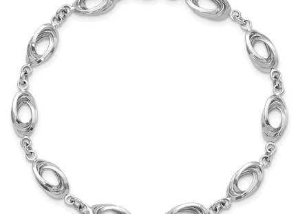 14K white gold oval bracelet, further view