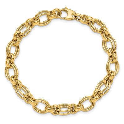 14K Polished Fancy Double Link Bracelet, 7.5 x 7mm