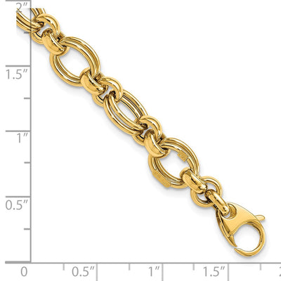 14K Polished Fancy Double Link Bracelet, 7.5 x 7mm