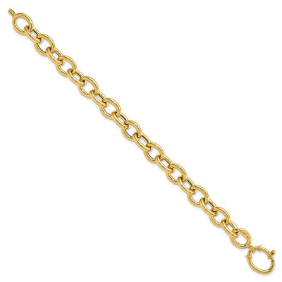 14K Polished Fancy Oval Cable Link Bracelet, 7.5 x 11mm