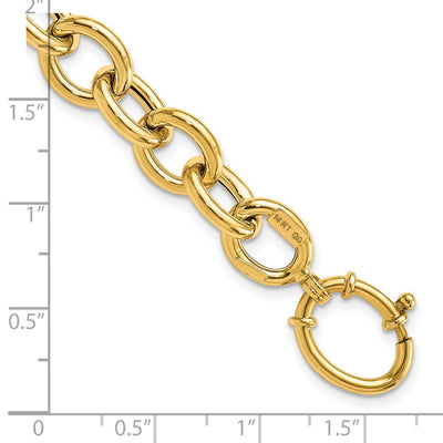 14K Polished Fancy Oval Cable Link Bracelet, 7.5 x 11mm