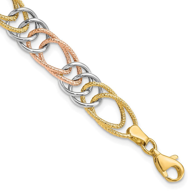 14k Tri-Color Bracelets Style SF2349 - Classique Jewelry Inc.
