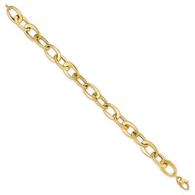 14K Polished Fancy Cable Link Bracelet, 8 x 9.7mm