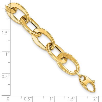 14K Polished Fancy Cable Link Bracelet, 8 x 9.7mm