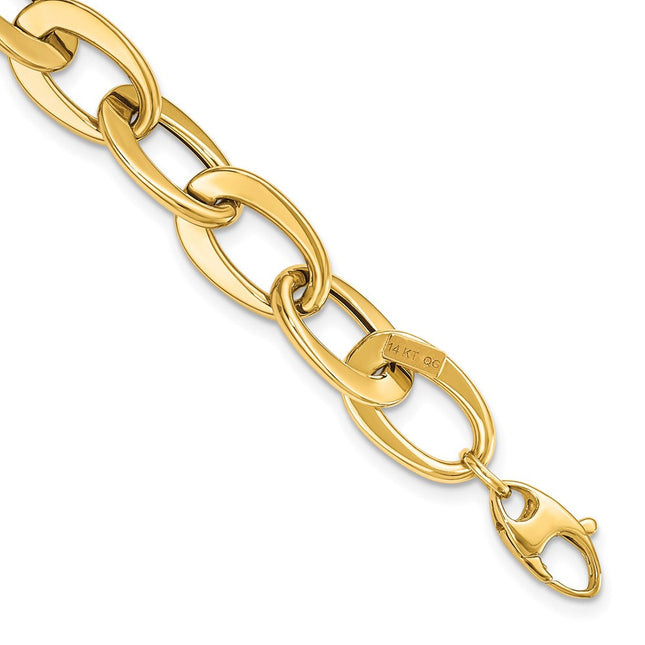 14k Polished Fancy Cable Link Bracelet, 8 x 9.7mm