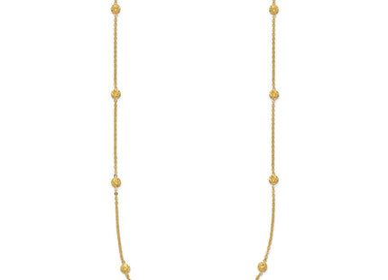14k Polished Diamond-cut Tiny Puffed Circles 15-Station Bracelet