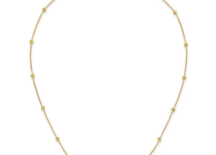 14k Polished Diamond-cut Tiny Puffed Circles 15-Station Bracelet