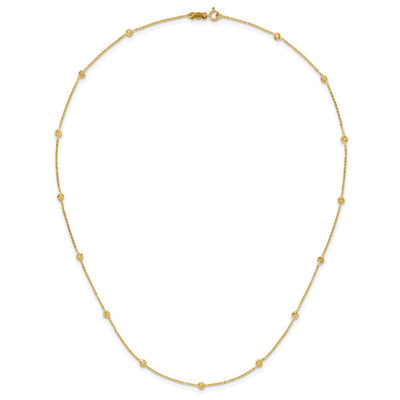 14K Polished Diamond-cut Tiny Puffed Circles 15-Station Bracelet