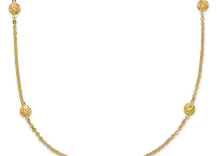 14k Polished Diamond-cut Tiny Puffed Circles 15-Station Bracelet