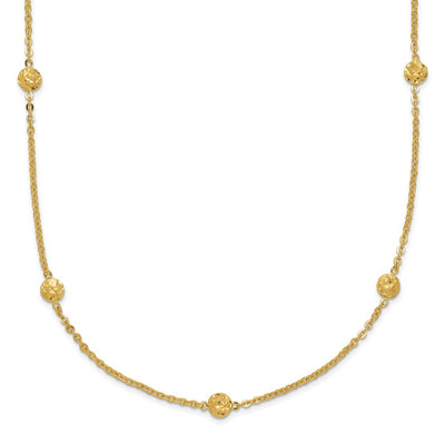 14K Polished Diamond-cut Tiny Puffed Circles 15-Station Bracelet