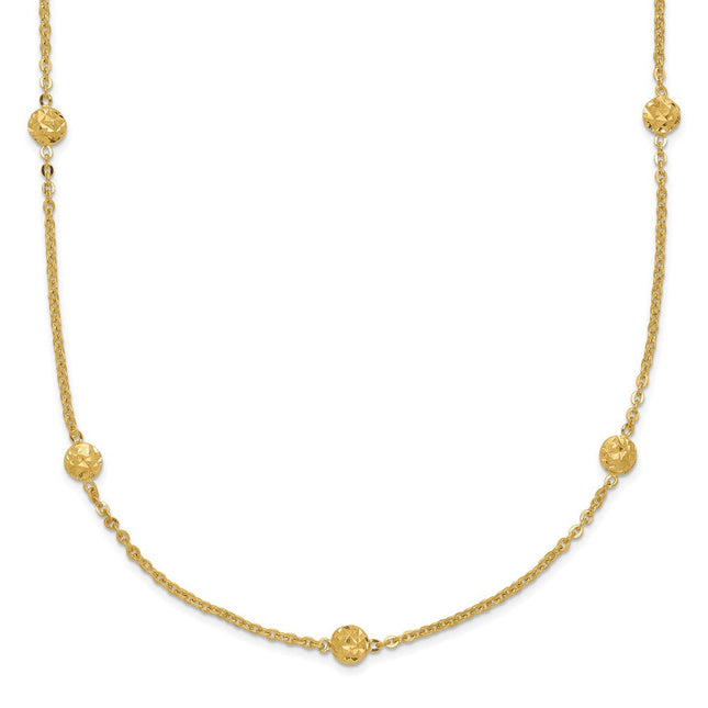 14k Polished Diamond-cut Tiny Puffed Circles 15-Station Bracelet