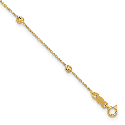 14K Polished Diamond-cut Tiny Puffed Circles 15-Station Bracelet