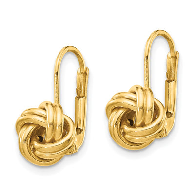 14K Polished Love Knot Leverback Earrings