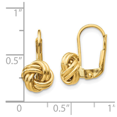 14K Polished Love Knot Leverback Earrings