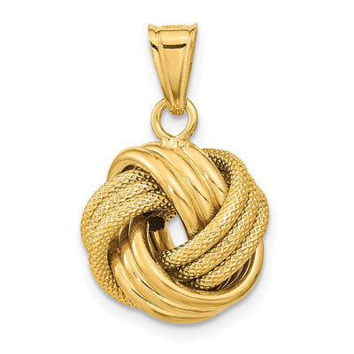14K Polished Textured Love Knot Pendant