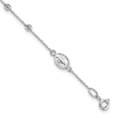 14K white gold miraculous medal bracelet