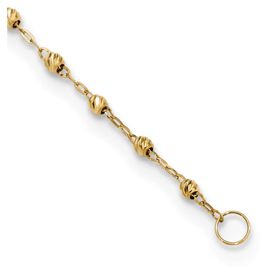 14K Polished Cross and Miraculous Medal with Diamond-cut Beads Rosary Necklace Plus Extender