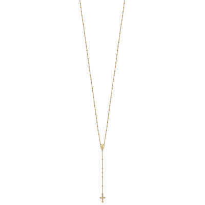 14K Polished Crucifix and Miraculous Medal Beaded Rosary Necklace