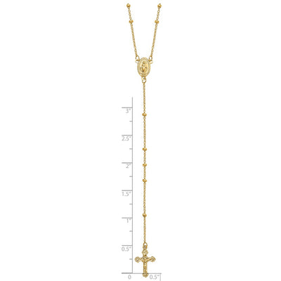 14K Polished Crucifix and Miraculous Medal Beaded Rosary Necklace