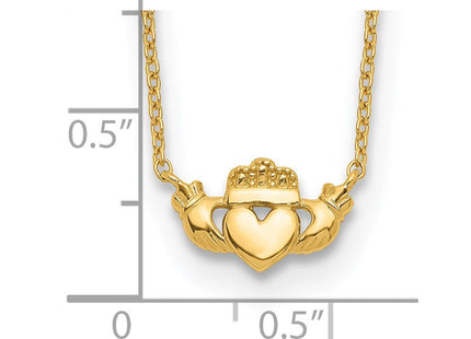 14k Polished Claddagh Necklace (Style SF2532-17)