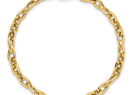 14K Polished Fancy Cable Link 7. Bracelet, 7.5 x 5.2mm