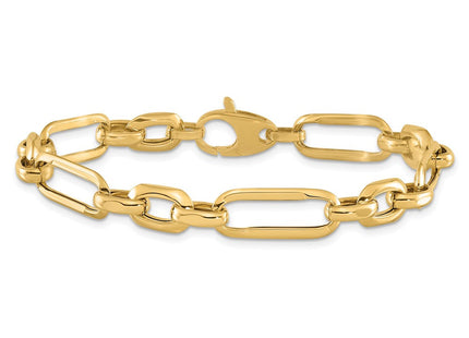 14k Polished Fancy Figaro Link 7. Bracelet (Style SF2614-7.5)