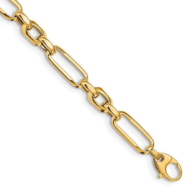 14k Polished Fancy Figaro Link 7. Bracelet, 7.5 x 7.82mm