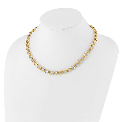 14K Polished Fancy Circle Link Necklace, 18 x 9.46mm