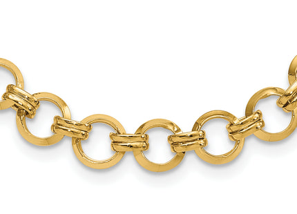 14k Polished Fancy Circle Link 7. Bracelet, 18 x 9.46mm