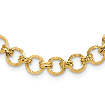 14K Polished Fancy Circle Link Necklace, 18 x 9.46mm