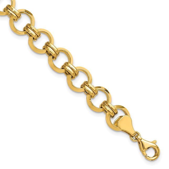 14k Polished Fancy Circle Link 7. Bracelet, 18 x 9.46mm