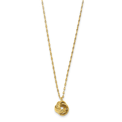 14K Diamond-cut Love Knot Pendant Necklace