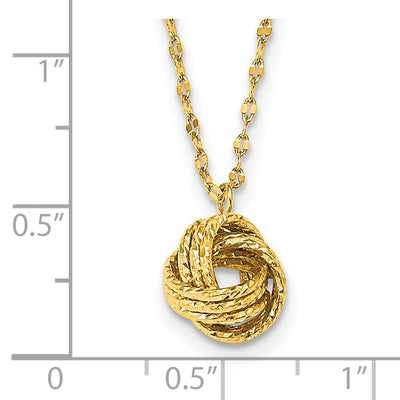 14K Diamond-cut Love Knot Pendant Necklace