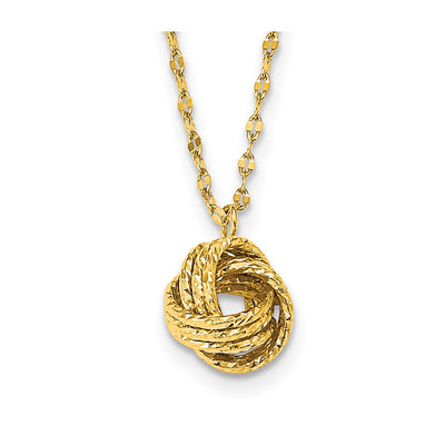 14K Diamond-cut Love Knot Pendant Necklace