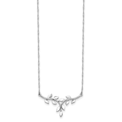 14K White Polished Leaves Necklace