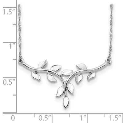 14K White Polished Leaves Necklace
