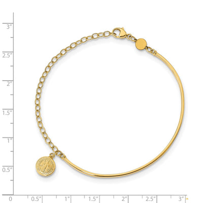 14K Polished St. Benedict Medal Half-Bangle Bracelet