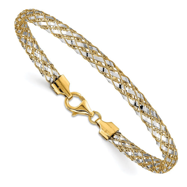 14k Yellow & Rhodium Bracelets Style SF2685 - Classique Jewelry Inc.