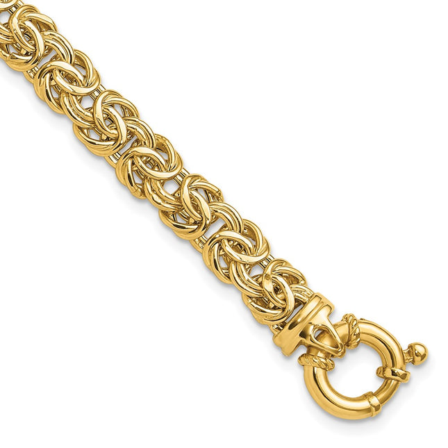 14k Fancy Flat Byzantine 7. Bracelet, 7.5 x 7mm